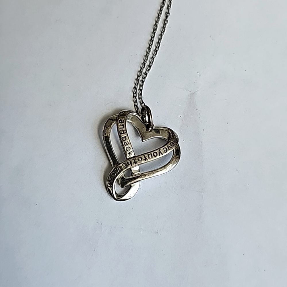 Sterling Silver "I love you to the moon and back" heart necklace